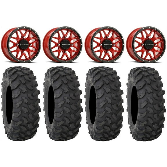 Raceline Krank 14" Wheels Red  38mm 28" XTR370 Tires Polaris RZR XP 1000 / PRO XP / Ranger XP 900/1000
