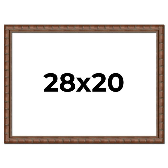 28x20 Bamboo Wood Tone Complete Wood Picture Frame with UV Acrylic, Foam Board Backing, & Hardware