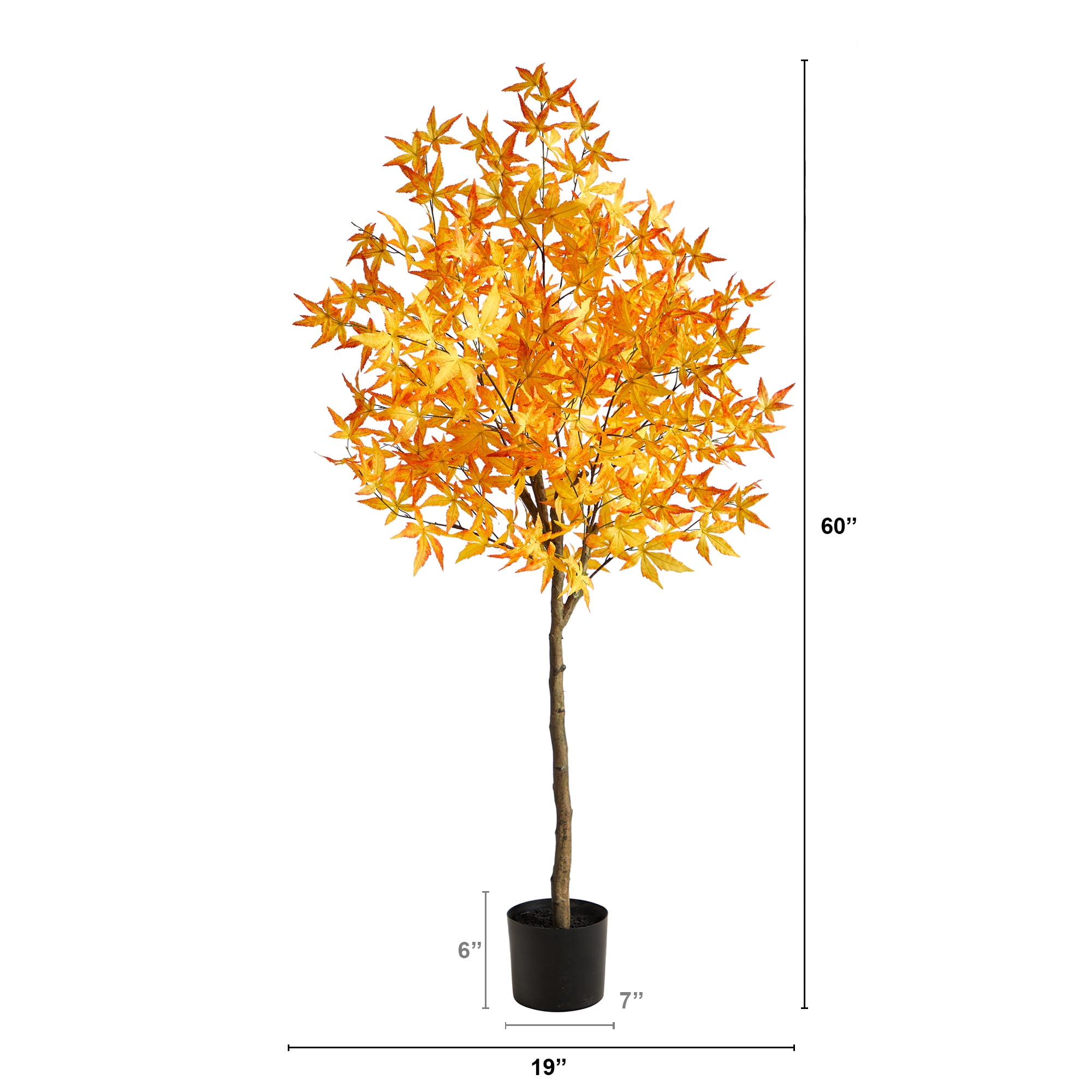 Nearly Natural 5ft Autumn Maple Artificial Tree in Yellow