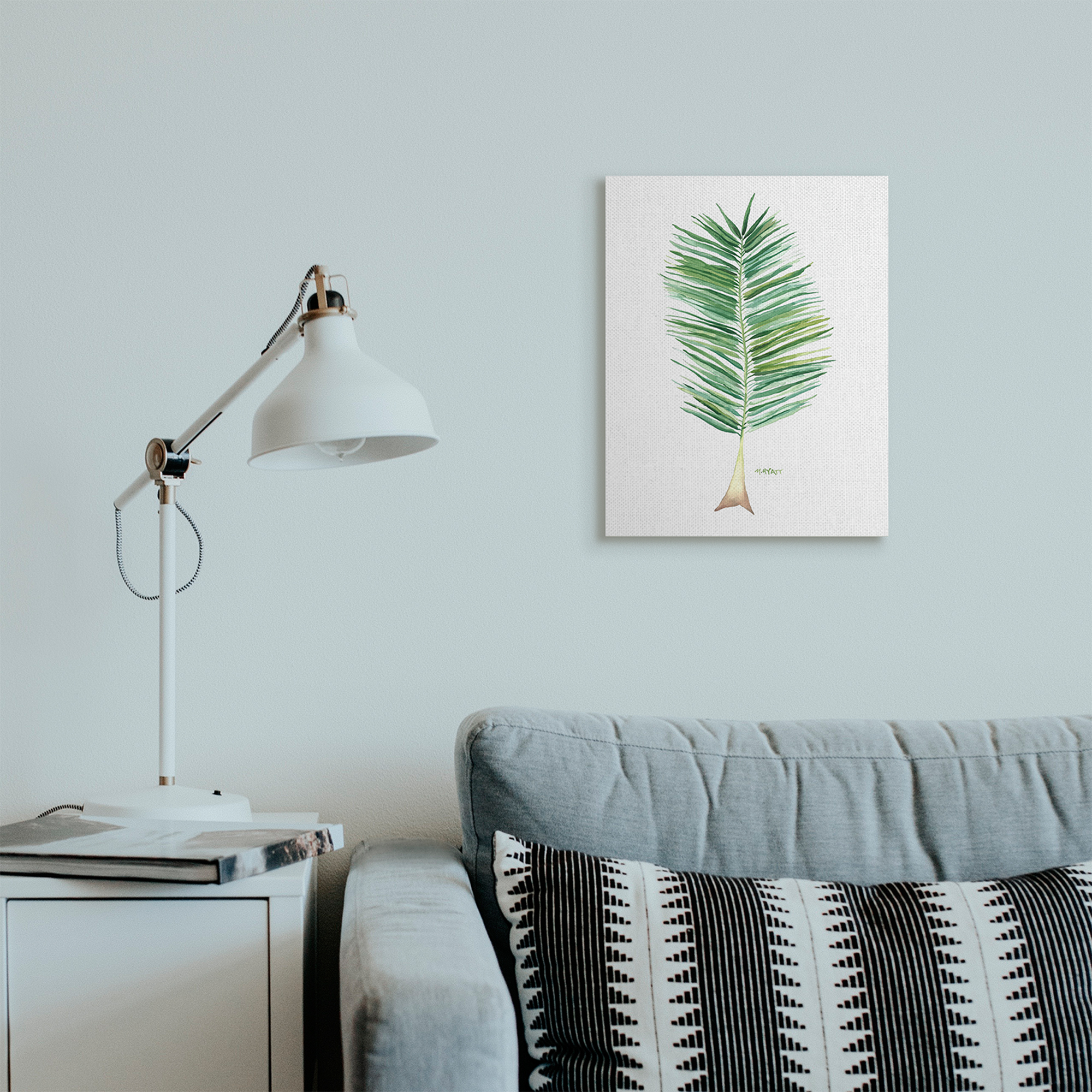Stupell Industries Coconut Palm Fan Greenery Over White Canvas Wall Art, 16 x 20, Design by Melissa Hyatt LLC