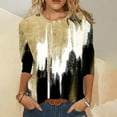 thumbnail image 2 of IROINNID Reduced Ladies Long Sleeve T Shirts 3/4 Sleeves Lounge Shirts Pullover Loose Tunic Tops Print O-Neck Blouse,Yellow, 2 of 5