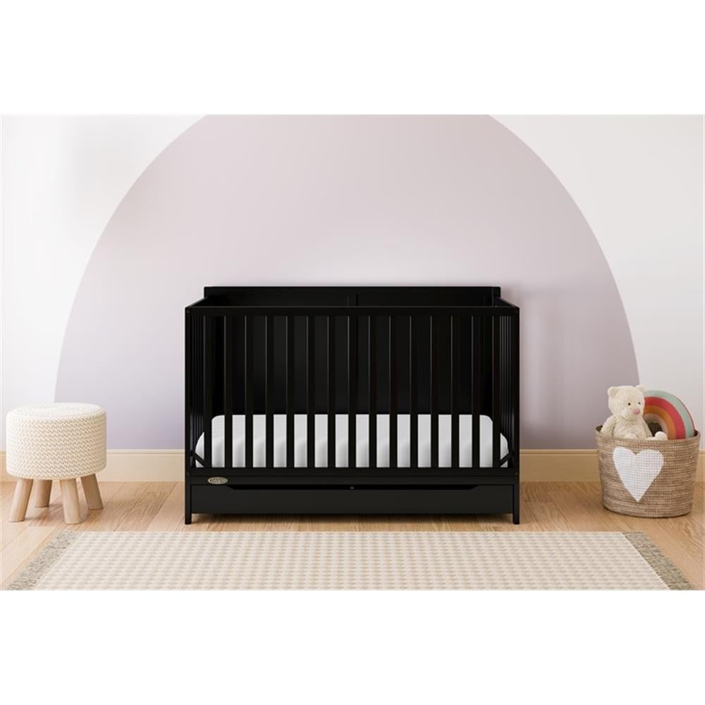 Graco Melrose 5-in-1 Convertible Baby Crib with Drawer, Black