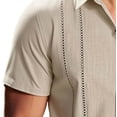 thumbnail image 6 of LNWUY (S-5XL) Plus Size Men's Cuban Guayabera Shirt Short Sleeve Button Down Shirts Casual Summer Beach Linen Shirts Brown S, 6 of 7