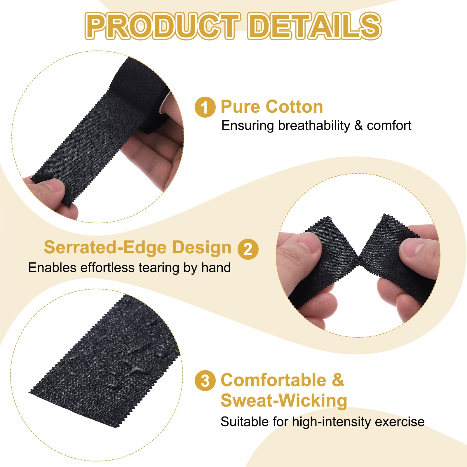 Uxcell Athletic Sports Tape Strong Adhesive Easy Tear with Serrated Edges - 1 in x 45 Ft, 12 Rolls, Black