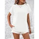thumbnail image 4 of Camiseta con rayas onduladas para mujer, Jersey elegante de manga corta con cuello redondo, camisetas informales cómodas para el día a día, 4 of 5