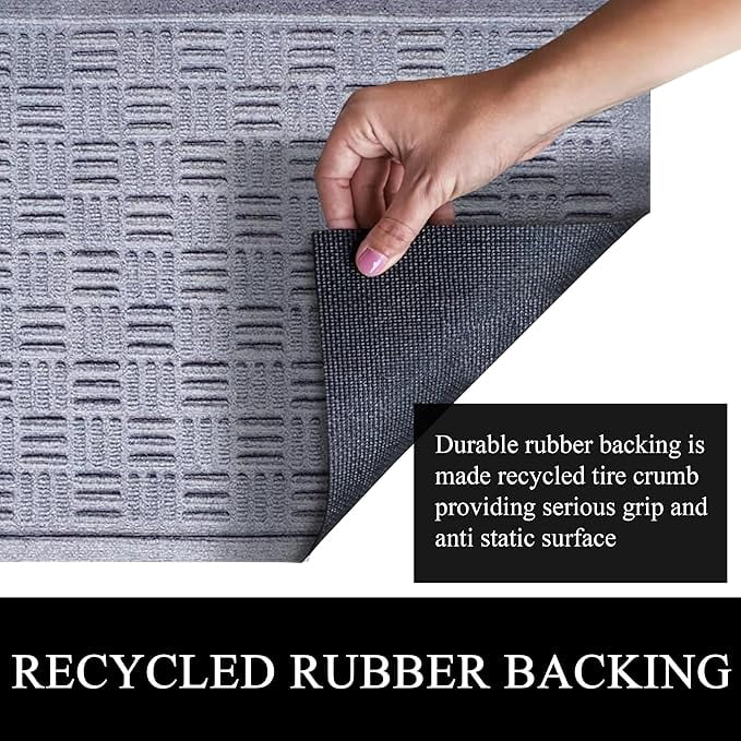A1HC Indoor Outdoor Mat, Front and Back Entrance Welcome Mats, Front Door Patio Mats 24x36 Inches, Non-Slip Easy Clean Entrance Washable Large Size Doormats, Light Grey