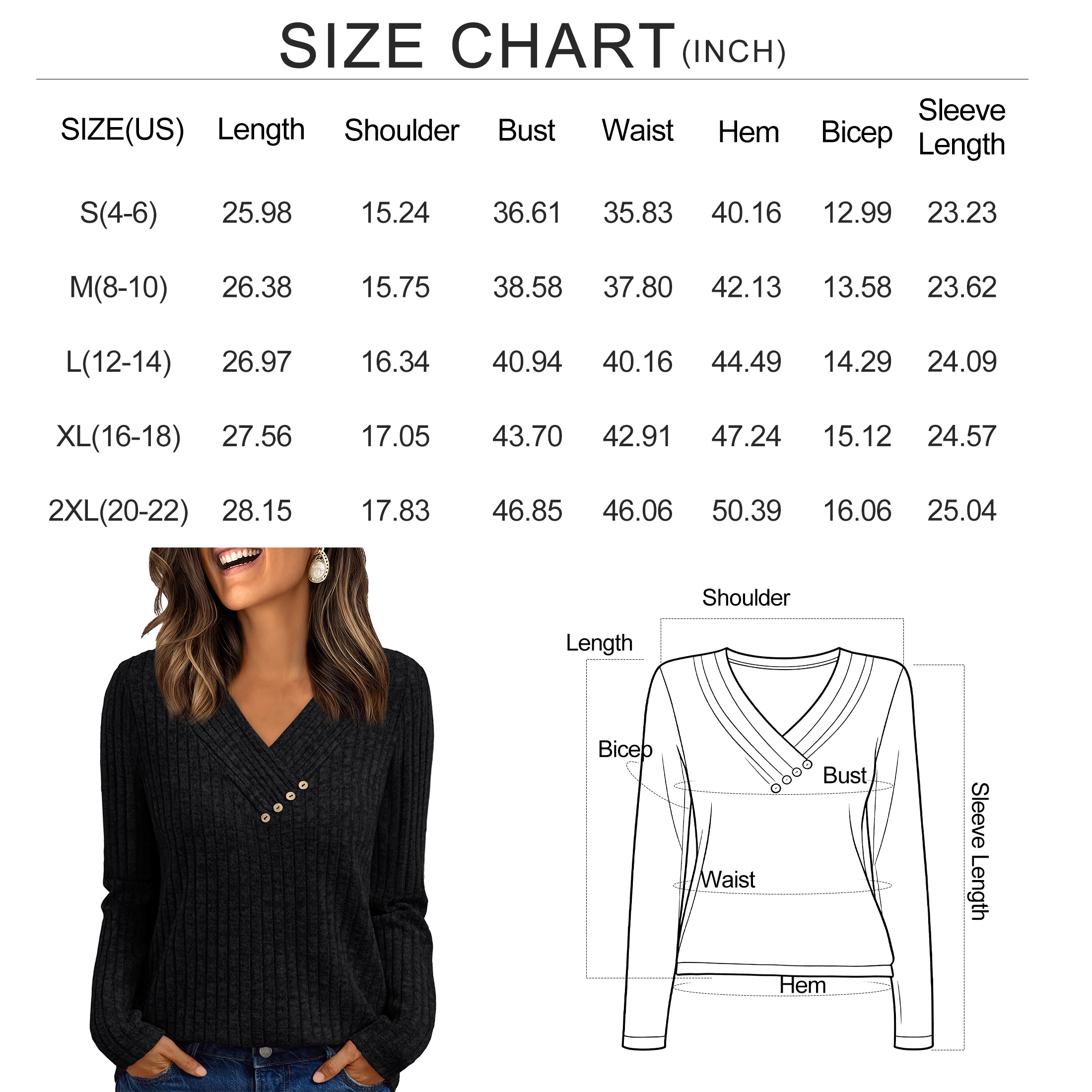 SUNBS Women's Long Sleeve V-Neck Tunic Sweater Top photo 2