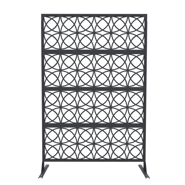GloryStar Rustproof Freestanding Metal Privacy Screen Fence, Weather-Resistant Decorative Leaves Panel, Simple Installation for Use on Patio, Deck, Balcony, Garden or Inside the Home