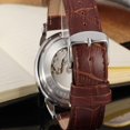 thumbnail image 2 of FORSINING Reloj mecánico automático Correa de cuero real Reloj para hombres de 24 horas - Esfera negra con borde plateado, 2 of 9