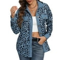 thumbnail image 3 of Women' Corduroy Leopard Jacket Button Down Long Sleeve Blouses Fall Jacket Casual Coat Blue XXXL, 3 of 10