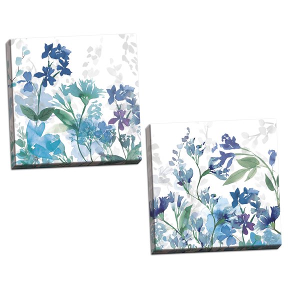 Gango Home Decor Contemporary Colors of the Garden II & III Cool Shadows by Wild Apple Portfolio (Ready to Hang); Two 12x12in Hand-Stretched Canvases
