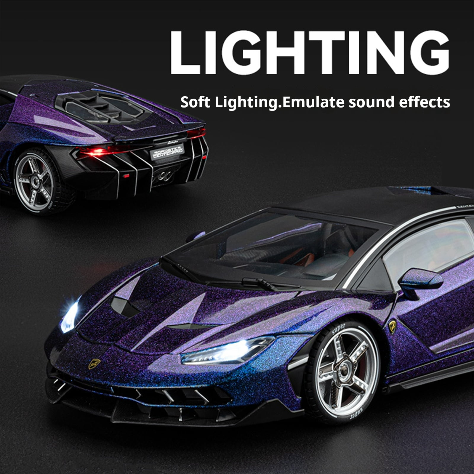 Anmyjuly 1:18 scale LP770 sports car model kits with Alloy Body, Shock Absorption Tires, Simulated Lights & Sound, Steerable Front Wheels & Adjustable Rear Wing, die cast metal toy cars