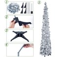 thumbnail image 3 of Christmas Tree,5ft Collapsible Pop Up Christmas Tree Silver Tinsel Coastal Christmas Tree for Holiday Xmas Decorations,Home Display, Office Decor, 3 of 7