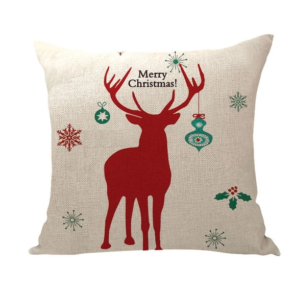 Yidarton Cartoon Printed Christmas Linen Pillowcase Bedroom Sofa Pillow Case Printing Pattern Cushion Cover