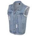 thumbnail image 2 of KOGMO Womens Loose Fit Trucker Distressed Denim Vest, 2 of 7