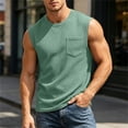 thumbnail image 2 of Pafei Tyugd Tank Shirts for Men with Pocket Casual Crewneck Muscle Tank Tops Big and Tall Sleeveless Basic T-shirt Green M, 2 of 10