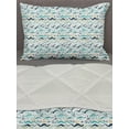 thumbnail image 3 of Maritime Comforter & Sham Bedding Set, Continuous Horizontal Seagulls Wavy Lines, 3 pcs Duvet Set Microfiber Filling Quilt, 5 Sizes, Seafoam White, by Ambesonne, 3 of 4