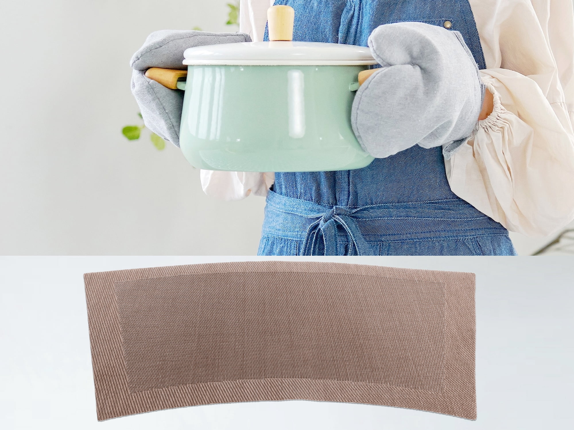 Unique Bargains Set of 8 Placemats Washable Heat Resistant Table Placemats Khaki 18x13in