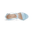 thumbnail image 4 of BLISSFUL STEP Edition Women's Open Toe Cross Strap Mid Block Heel Sandals Blue 8, 4 of 8