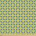 thumbnail image 2 of Abstract Fabric by the Yard, Round 4 Leaf Repeating Retro Circles Classic Vintage Feels, Decorative Upholstery Fabric for Chairs & Home Accents, Mustard Slate Blue by Ambesonne, 2 of 5