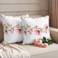 thumbnail image 2 of Pink Flowers Outdoor Waterproof Pillow Covers, Sping Botanical Floral Leaves Butterflyvines Decorative Square Throw Pillowcase Sofa Cushion Sham for Patio/Couch/Chair, 16"x16" 2 Pack, 2 of 8