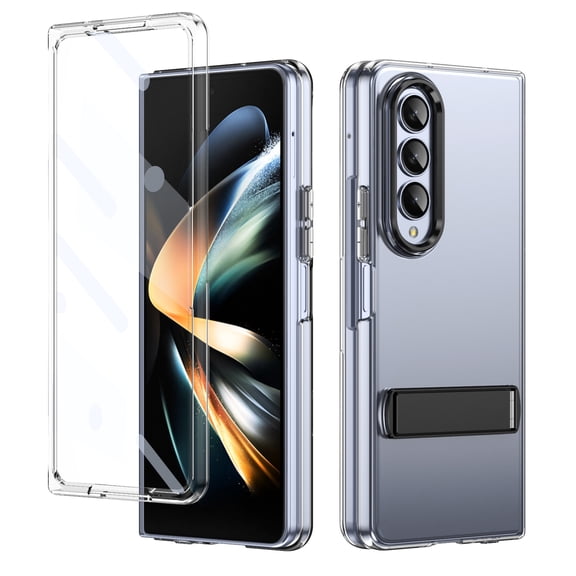 Dteck Case for Samsung Galaxy Z Fold 4,Slim PC Case Built-in Front Screen Protector Clear Kickstand Cover for Galaxy Z Fold 4,Black