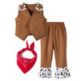 thumbnail image 4 of WOYY Little Boy's Cowboy Dress Up Vest Pants Scarf Cowboy Hat 4-Piece Outfits for Kids, 4 of 8