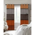 thumbnail image 3 of Fsddascl Burnt Orange Grey Blackout Curtains for Bedroom/Living Room, Thermal Insulated Kitchen Curtains, Vintage Stripe Farmhouse Wood Grain Grommet Darkening Window Treatment Drapes 52"x96"x2, 3 of 8