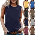 thumbnail image 7 of gakvbuo Plus Size Summer Tank Tops For Women Loose Sleevese Tunic Tops Crewneck Party Oversized Tshirts Solid Color Casual Shirt Blouse, 7 of 7