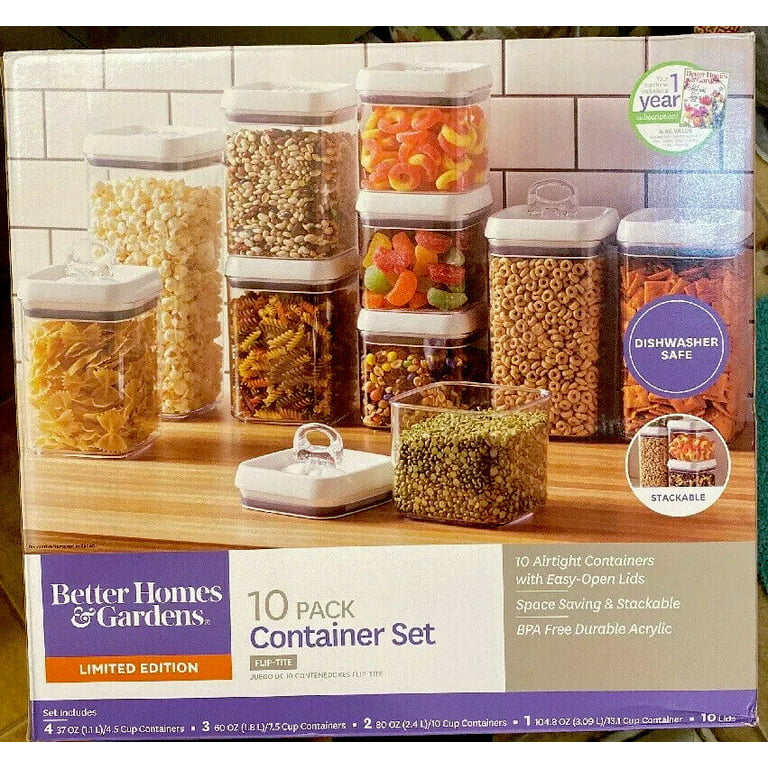 Better Homes & Gardens Canister Pack of 4, Flip Tite Square Food Storage Set