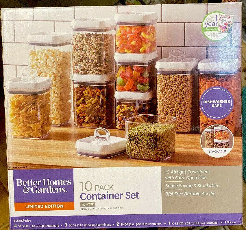 Better Homes & Gardens Canister Pack of 10 - Flip-Tite Food Storage Container Set with Scoop and Labels - image 5 of 6