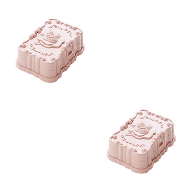 Matsuzay Jabonera con patrón de rosas, contenedor de almacenamiento de drenaje, caja de plástico, estante para baño, impermeable, suministros Rosa 2piezas