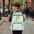 thumbnail image 4 of Yspwyqan Backpack for Little Boys, Green Axolotl 17" Cute Daypack, 600D Polyester Kids Backpack with Front Pocket for Preschool Kindergarten Travel Hiking, 4 of 7