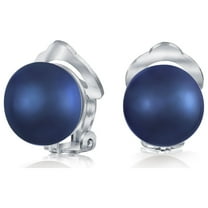 Bling Jewelry Womens Button Style Freshwater Pearl Clip-On Earrings Sterling Silver Non-Pierced Ears
