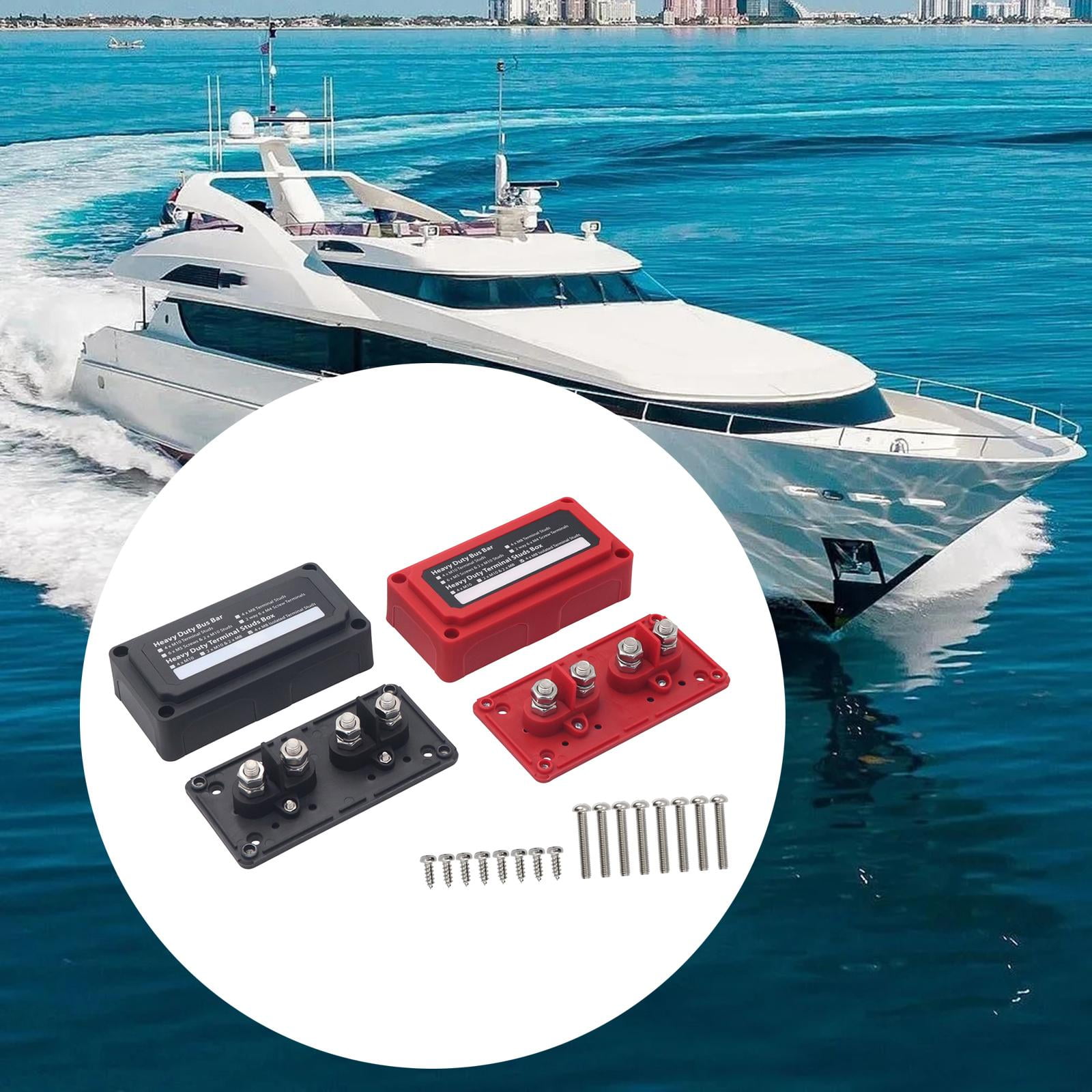 2x Power Distribution Block Junction Block Heavy Duty 300 Amp Rating Bus Bar Terminal Block for Truck Boat Car RV Marine Style D