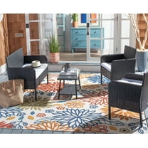 SAFAVIEH Outdoor Collection Aboka 4-Piece Patio Set Black/Beige