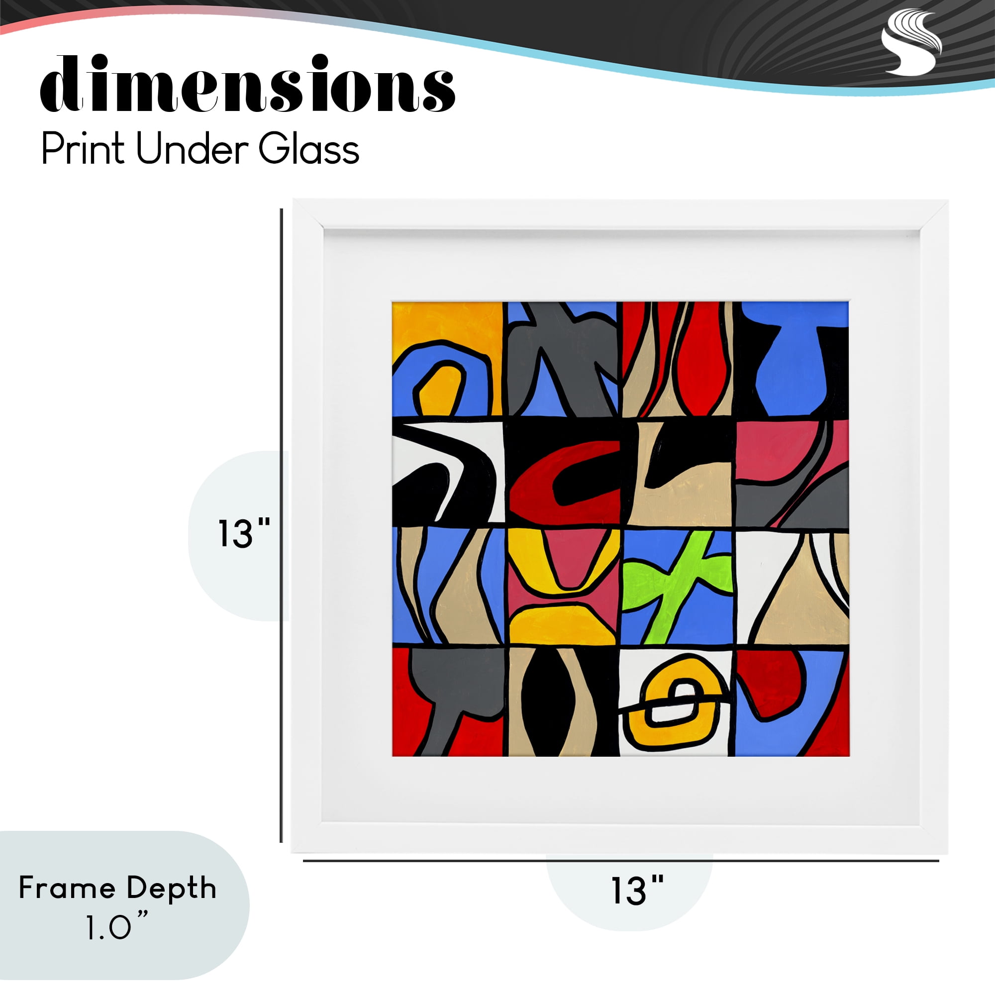Stupell Industries Alternating Contrast Shapes Abstraction White Framed Print Under Glass, design by Ruth Fromstein