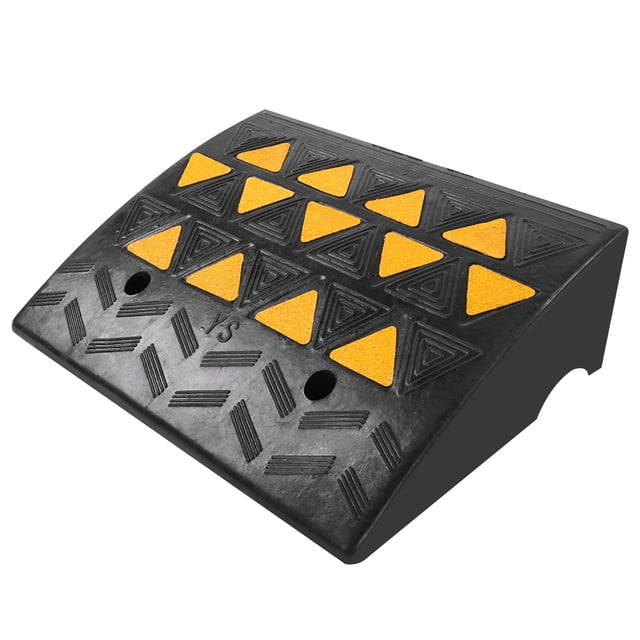 Rubber Ramps, 2 Piece Kerb Ramp 15.5 Cm Portable Rubber Ramp Reflective Door Threshold Ramp Car Ramp For Hotels Parking Log 49 X 37 X 15.5 Cm