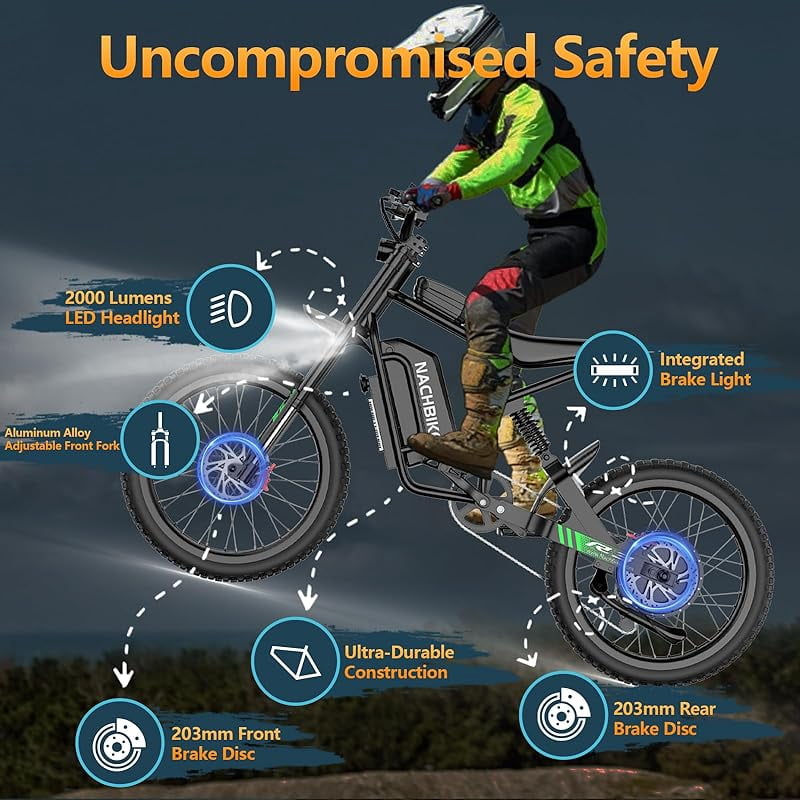 R3 Electric Dirt Bike for Adults Teens, Peak 6000W Brushless Motor 50 MPH Dirtbike,50 Miles Range Ebike with 60V 25Ah Battery, 19" Tires Off Road Tires Electric Motorcycle with Full Suspension