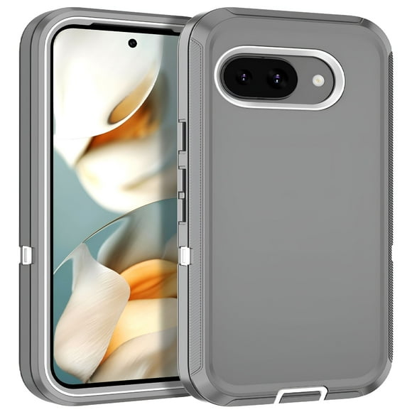 ACDANC Compatible with Google Pixel 9A Case, 3-Layer Military Grade Drop Protection Anti-Slip Bumper Rugged Shockproof Dustproof Protection Phone Case, Grey White