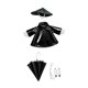 thumbnail image 3 of Divertido traje de ganso con impermeable que se ajusta a una estatua de 58 cm (23 pulgadas) para porche, jardín o patio. Negro, 3 of 8