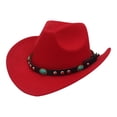 thumbnail image 3 of Sombrero de vaquero occidental de ala ancha, sombrero de copa de jazz, gorra vaquera panameña para acampar al aire libre Sombrero Vaquero 56cm Rojo, 3 of 7