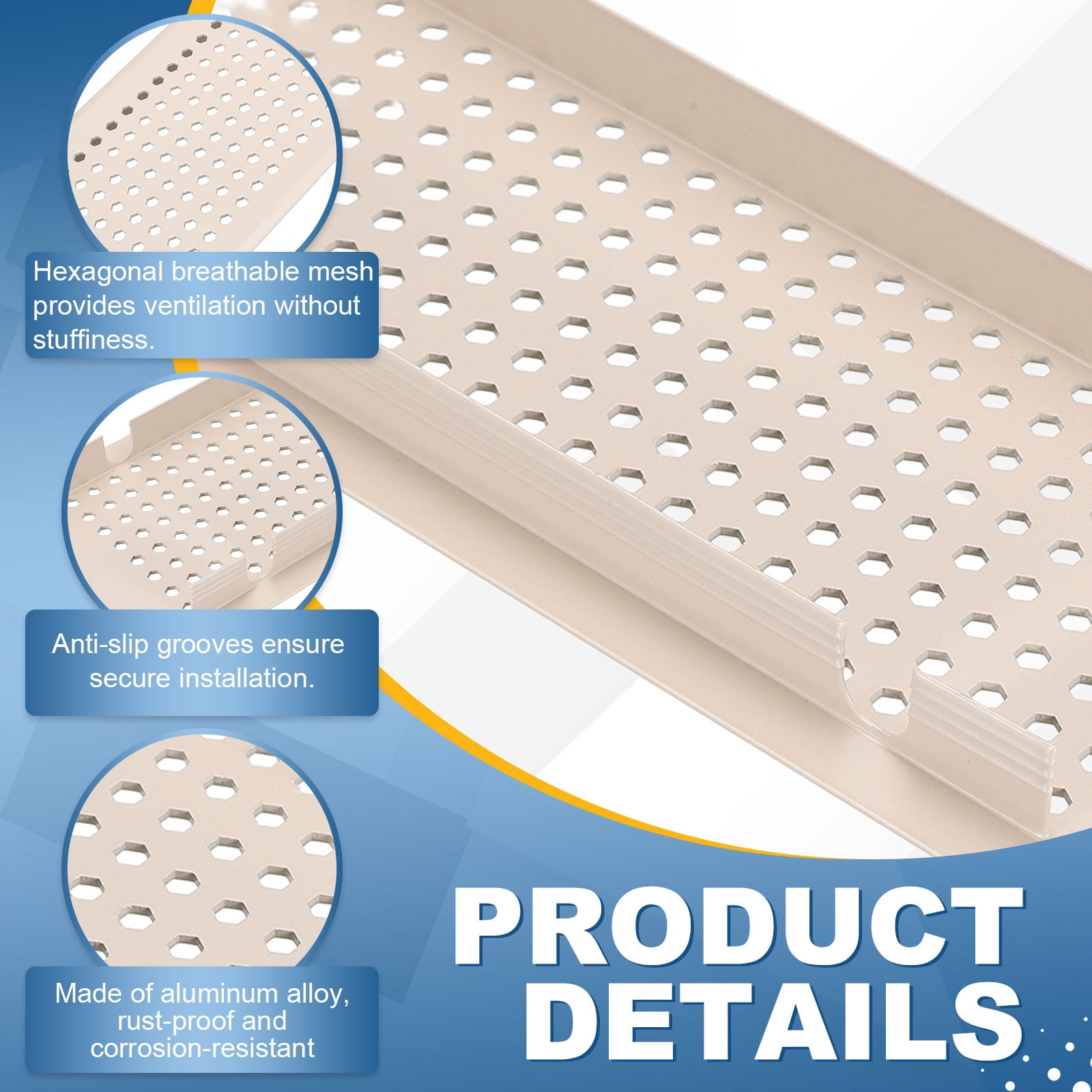 Uxcell 2 PCS Door Air Vent Cover, 12 x 3 Inch (LxW) Cabinet Vent Two Sided Door Grille Heavy Duty Rust-Proof for Floor Cabinet Bathroom Kitchen, Cashmere Gray (Openings 10.43 x 2.52)