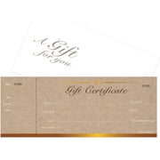 Blank Gift Certificates Cards with Envelopes 25 Set - Kraft Image with Stub - Gift Coupons, Vouchers for Small Business