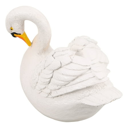 OULII Elegant Outdoor White Swan Statue Weather Resistant Garden Ornament