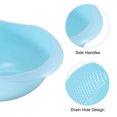 thumbnail image 4 of Uxcell cocina arroz lavado cuenco alimentos verduras limpieza colador cesta de drenaje 2 piezas-azul + blanco, 4 of 6