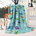 thumbnail image 2 of Light Blue Dinosaurs Palms Eggs Pattern Blanket,Comfortable Soft Lamb Wool Throw Blanket,All Season,Warm Lightweight Blankets for Sofa Bed Couch Living Room Chair,40"x50", 2 of 4