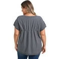 thumbnail image 3 of DARING DIVA Women's Plus V Neck Vertical Stripe Drop Shoulder Blouse 3X Blue Gray, 3 of 5