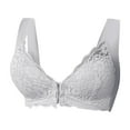 thumbnail image 4 of Fiaer Lace Front Closure Bras for Women Seamless No Underwire Push up Comfort Breathable Bra Grey XL, 4 of 5