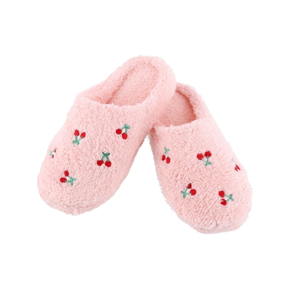 CTM Cherry Plush Slippers Cozy Fuzzy Indoor Slip-On Shoes (Women)